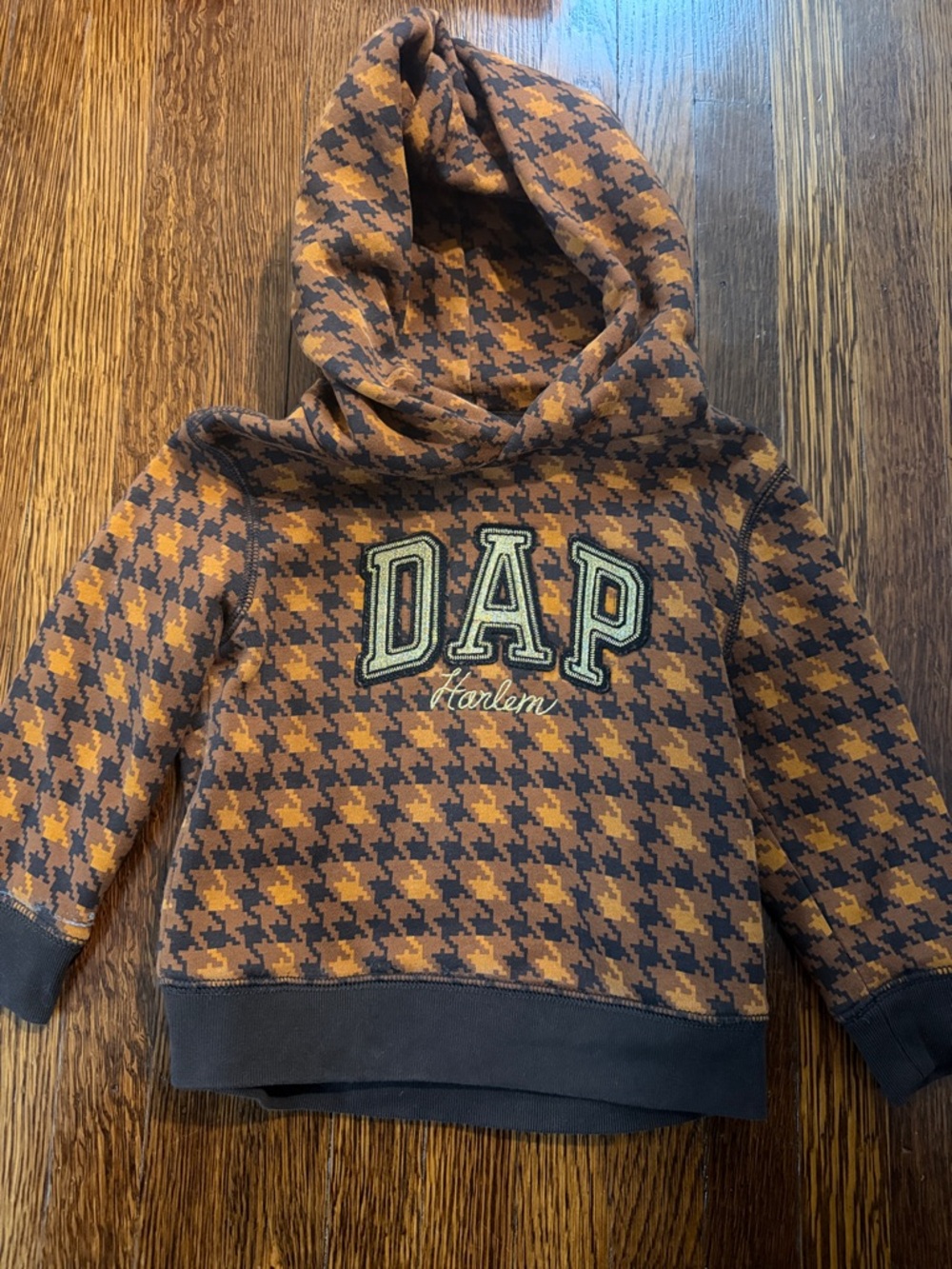 GAP Kids Hooded Sweatshirt - Brown & Navy Houndstooth